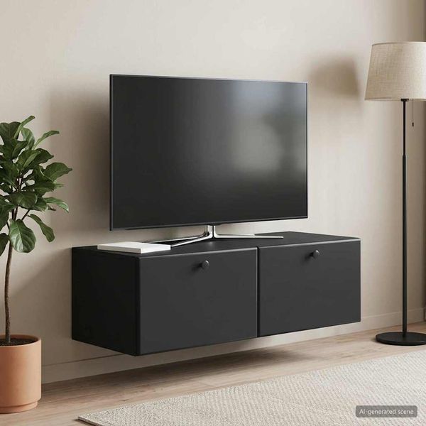 vidaXL Nástenná TV skrinka 98 x 41 x 30 cm Čierna Kompozitné drevo