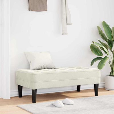 vidaXL lavička s vankúšom Krémová 113 x 57 x 39 cm Zamat