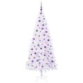 vidaXL Umelý vianočný stromček s 300 LED-i Biela 210 cm PVC a oceľ