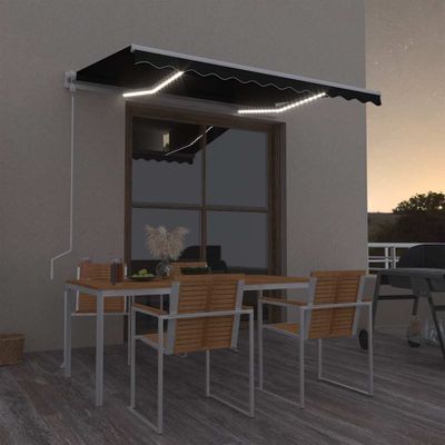 vidaXL Automatická markíza, LED a senzor vetra 350x250 cm, antracitová
