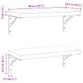 vidaXL Nástenné police 2 ks 50x23,5 cm, čierne, nehrdzavejúca oceľ