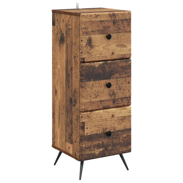 vidaXL Zásuvkový kabinet Staré drevo 33 x 34,5 x 90 cm