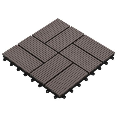 vidaXL Dlažba na terasu 11 pcs Tmavohnedá 30 x 30 cm drevoplast