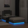 vidaXL Posteľný rám s čelom a LED svetlami sivý sonoma 90x190 cm