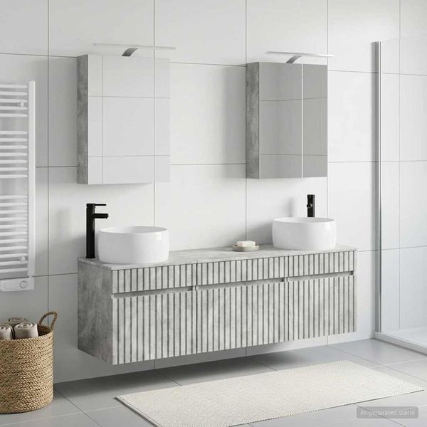 vidaXL Set kabinetov do kúpeľne 5 pcs Betónovo sivá 50 x 14,5 x 70 cm