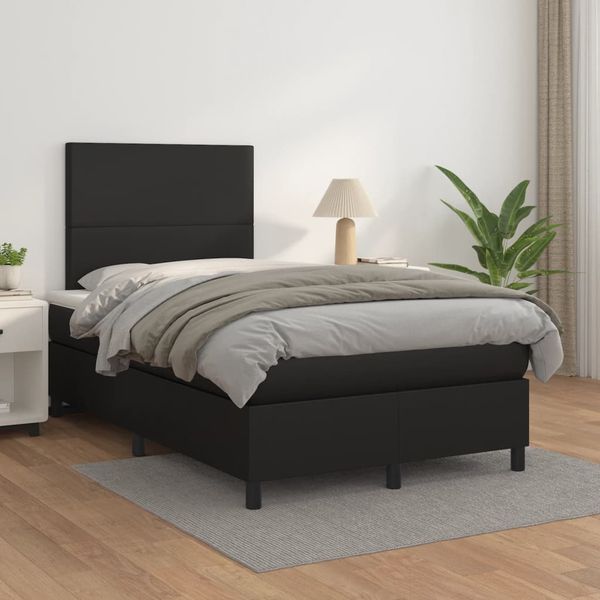 vidaXL Boxspring posteľ s matracom čierna 120x200 cm umelá koža