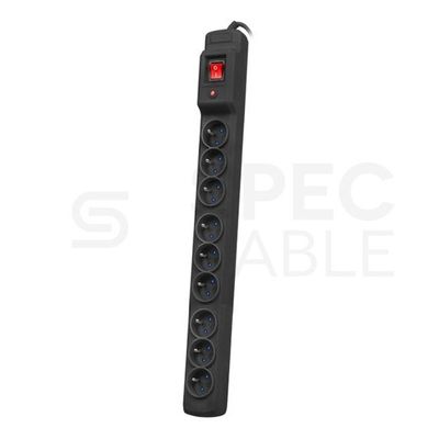 Napájacia lišta ARCON Multi M9 s prepäťovou ochranou 9 zásuviek, 1,5m, čierna