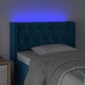 vidaXL Čelo postele s LED tmavomodré 83x16x78/88 cm zamat