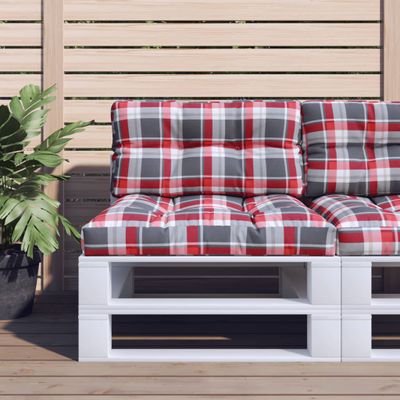 vidaXL Podložka na paletový nábytok, červené kocky 70x40x12 cm, látka