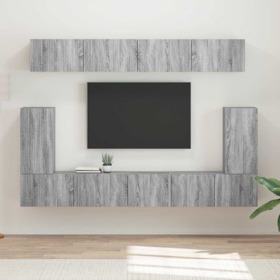 vidaXL Zostava TV skriniek Nástenný 5 pcs Sivý Sonoma Kompozitné drevo