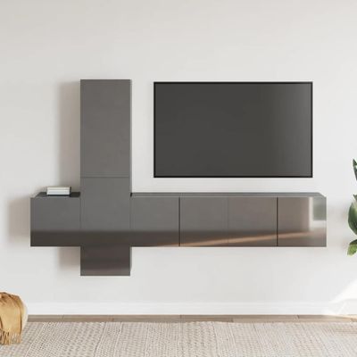 vidaXL 5-dielna súprava TV skriniek lesklá sivá drevotrieska