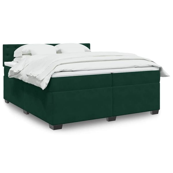 vidaXL Posteľný rám boxsping s matracom tmavozelený 200x200 cm zamat