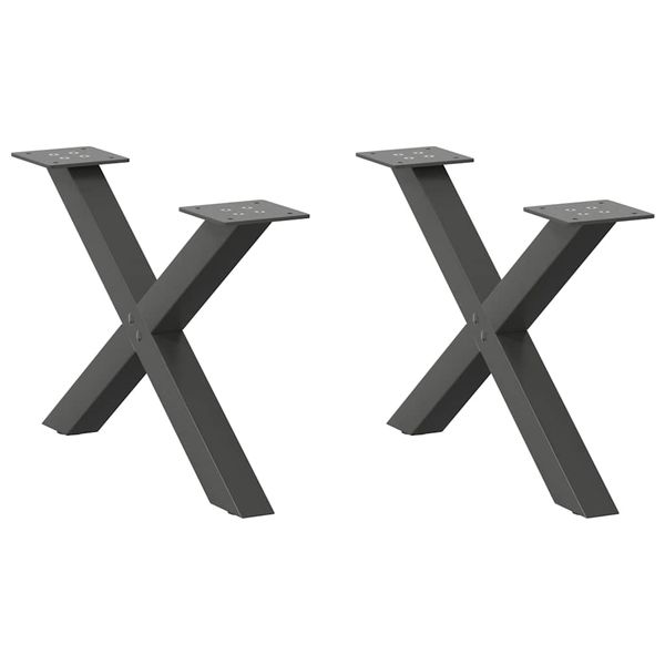 vidaXL Nohy konferenčného stolíka v tvare X, 2 ks, antracitové, 60 x (30-31) cm, oceľ