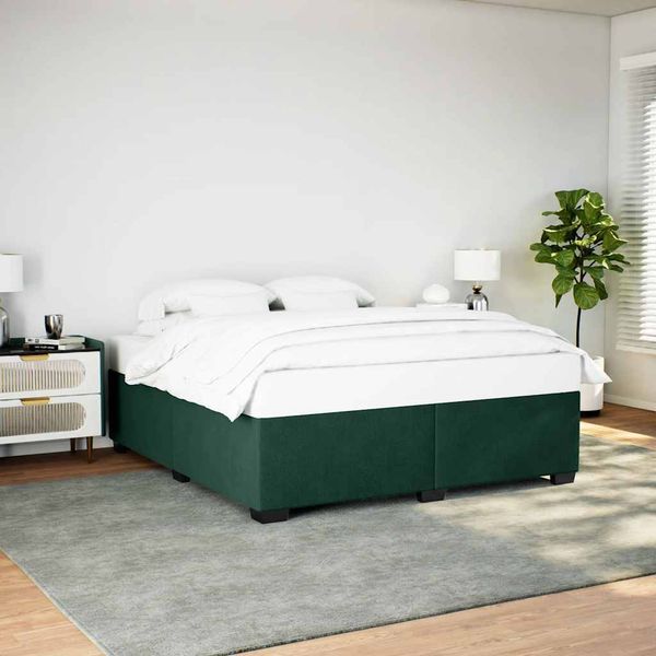 vidaXL Posteľ bez matraca tmavozelený 200x200 cm zamat