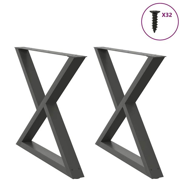 vidaXL Nohy k jedálenskému stolu 2 ks antracitové 90x(72-73,3) cm oceľové