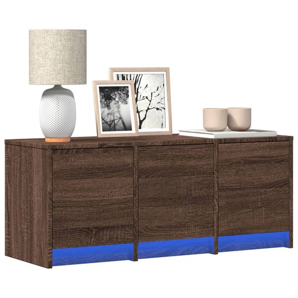 vidaXL TV stolík s LED hnedý dub 97x34x40 cm kompozitné drevo