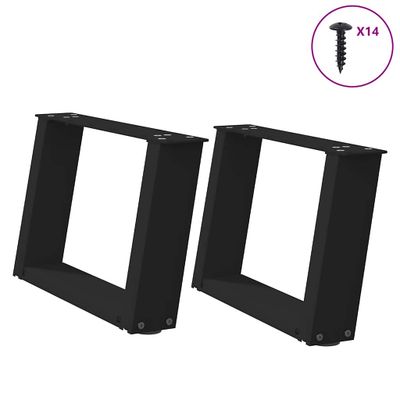 vidaXL Nohy konferenčného stolíka v tvare U, 2 ks, čierne, 50 x (30-31) cm, oceľové