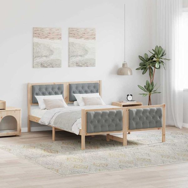vidaXL Rám postele Svetlosivá 140 x 200 cm Masívne borovicové drevo