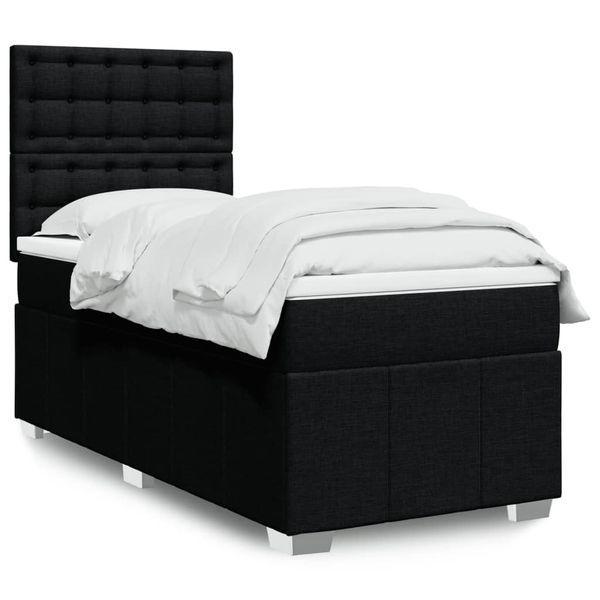 vidaXL Boxspring posteľ s matracom čierna 100x200 cm látka