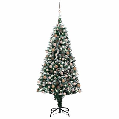 vidaXL Umelý vianočný stromček s LED a setom gulí a šiškami 240 cm