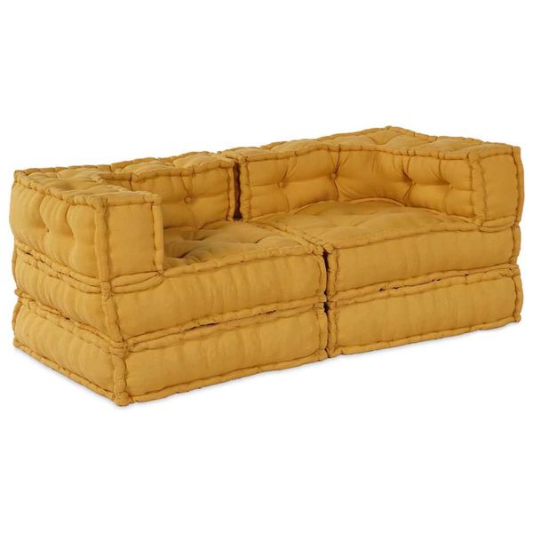vidaXL Modulová pohovka 2 pcs Žltá 140 x 70 x 56 cm Látka