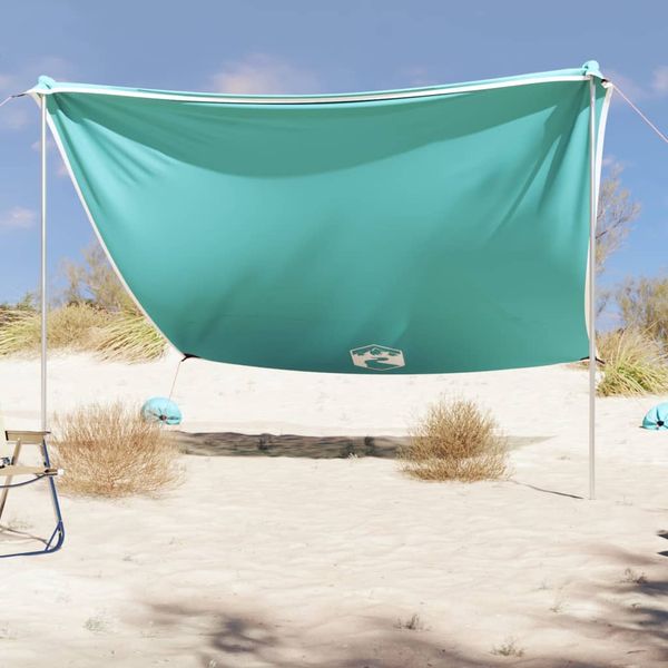 vidaXL Plážový baldachýn s pieskovými kotvami zelený 304x300 cm