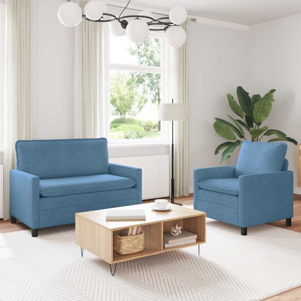 vidaXL Sada pohoviek 2 pcs Modrá Látka
