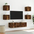 vidaXL 6-dielne TV nástenné skrinky s LED dymový dub kompozitné drevo