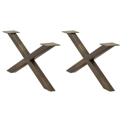 vidaXL Nohy konferenčného stolíka v tvare X, 2 ks, prírodná oceľ, 70 x (30-31) cm, oceľ