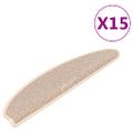 vidaXL Schodové rohože 15 ks 65x21x4 cm biele a hnedé polkruhové, veľké