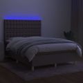 vidaXL Posteľ boxsping s matracom a LED sivohnedá 140x200 cm látka
