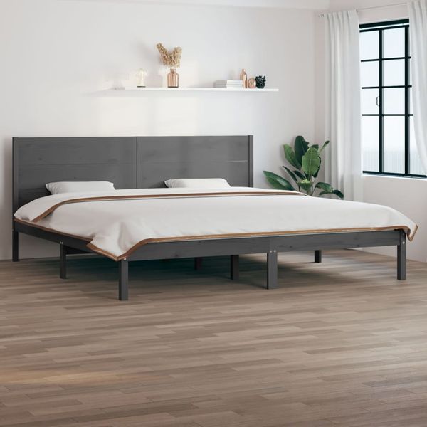 vidaXL Posteľný rám sivý borovicový masív 200x200 cm