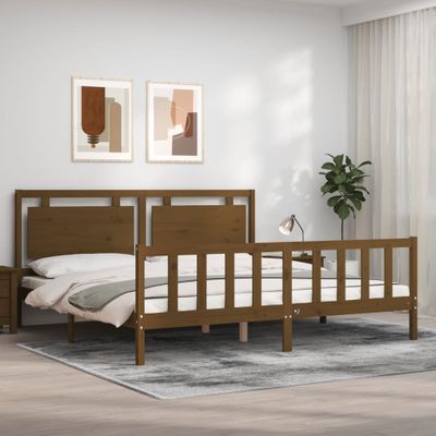 vidaXL Rám postele s čelom medovohnedý 180x200 cm masívne drevo
