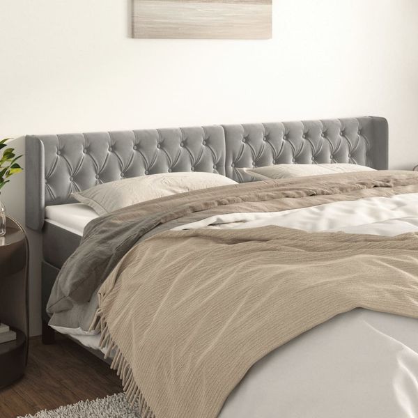vidaXL Čelo postele so záhybmi bledosivé 183x16x78/88 cm zamat
