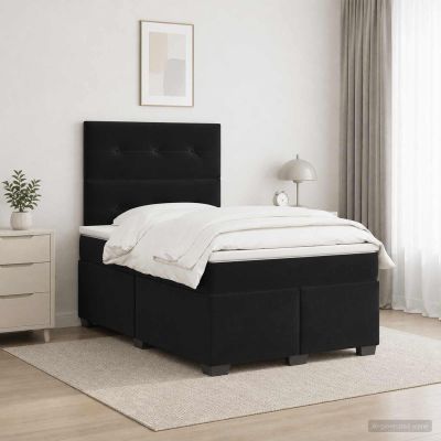 vidaXL Posteľ boxspring s matracom Čierna 120 x 190 cm Zamat