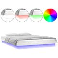 vidaXL Posteľný rám s LED biely 200x200 cm masívne drevo