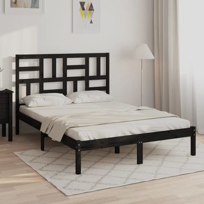 vidaXL Posteľný rám čierny drevený masív 120x190 cm malé dvojlôžko