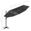 vidaXL 4-stupňový záhradný slnečník, hliníková tyč, antracitový 3x3 m