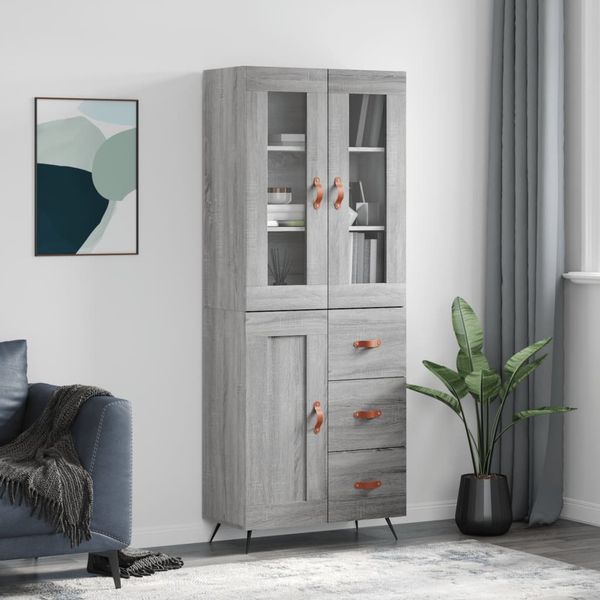 vidaXL Vysoká skrinka sivý dub sonoma 69,5x34x180 cm spracované drevo
