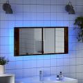vidaXL LED kúpeľňová zrkadlová skrinka dymový dub 100x12x45 cm