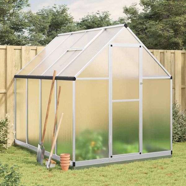 vidaXL Skleník so základovým rámom strieborný 224x169x202 cm hliník