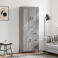 vidaXL Vysoká skrinka sivý dub sonoma 69,5x34x180 cm spracované drevo