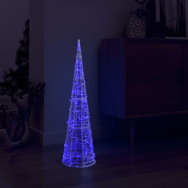 vidaXL Akrylové dekoratívne pyramídové LED svetlo kužeľ modré 90 cm