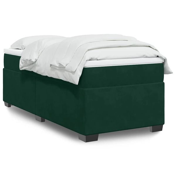 vidaXL Posteľný rám boxsping s matracom tmavozelený 80x200 cm zamat