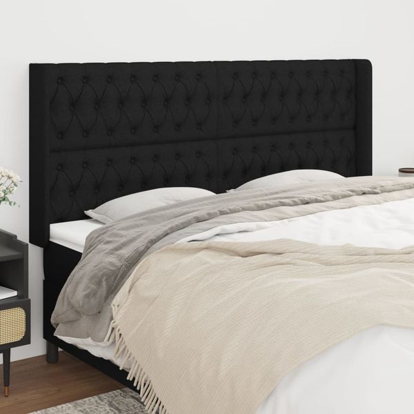 vidaXL Čelo postele so záhybmi čierne 203x16x118/128 cm látka