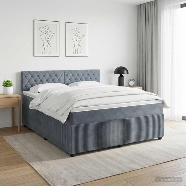 vidaXL Posteľ boxspring s matracom Tmavosivá 160 x 200 cm Zamat