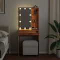 vidaXL Toaletný stolík s LED staré drevo 60x40x140 cm