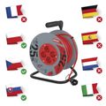 Predlžovací kábel EMOS P194252 na bubne 25 m / 4 zásuvky / červený / PVC / 230 V / 1 mm2