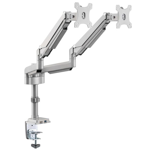 Držiak pre montáž monitora na stôl, pre 2x 13-34, Flex Arm, USB, Audio konektory