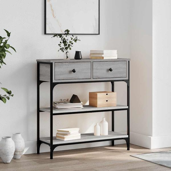 vidaXL Konzolový stolík sivý sonoma 72,5x25x75 cm kompozitné drevo